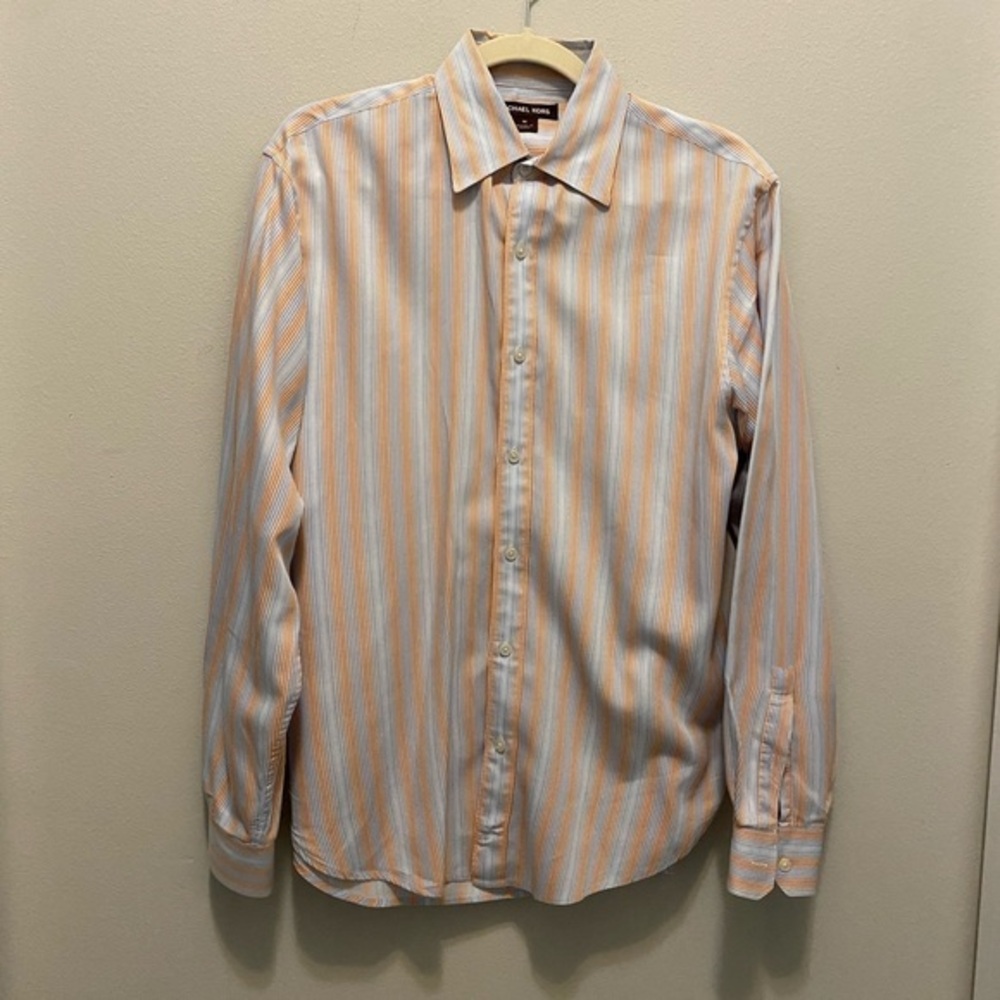 Michael Kors mans button down casual long sleeve shirt. Size med. orange & blue